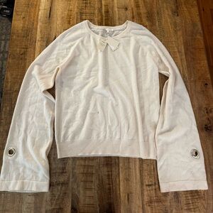 Maje Beige wool and cashmere long sleeve Sweater with brass eyelets on sleeve